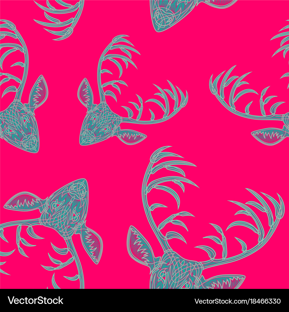 Deer heads seamless pattern Royalty Free Vector Image