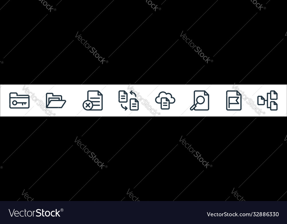 Document and files line icons linear set quality vector image Document and files line icons linear set quality