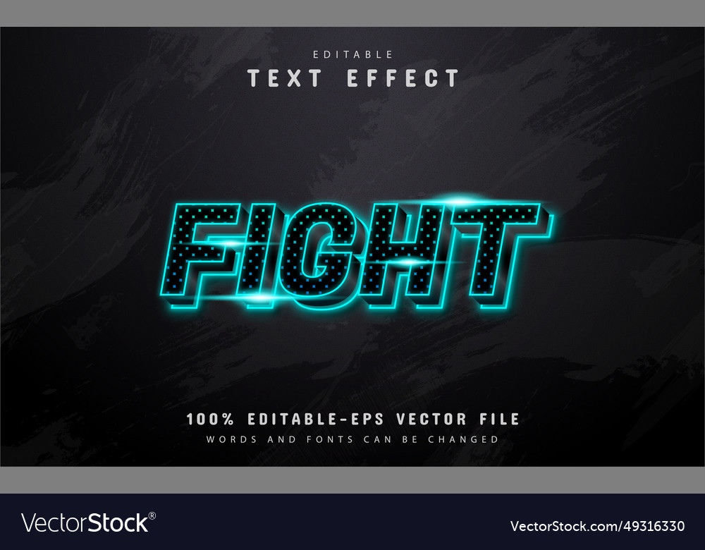 Fight text neon effect with dot pattern vector image Fight text neon effect with dot pattern
