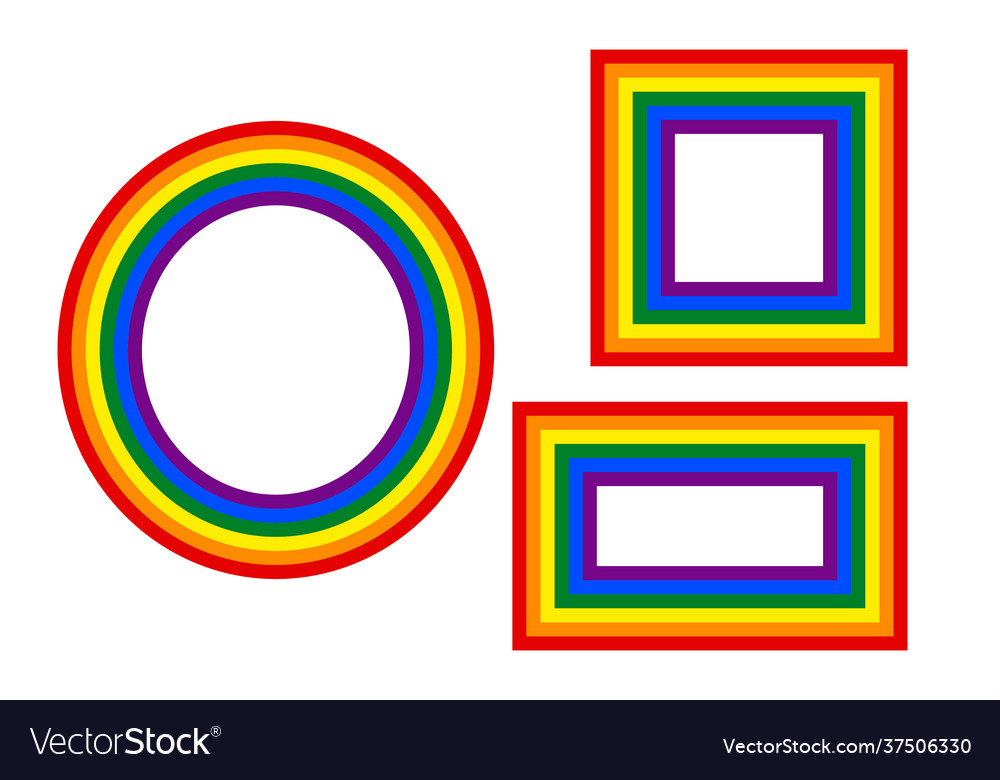 Flag lgbt icons round and squared frames vector image Flag lgbt icons round and squared frames