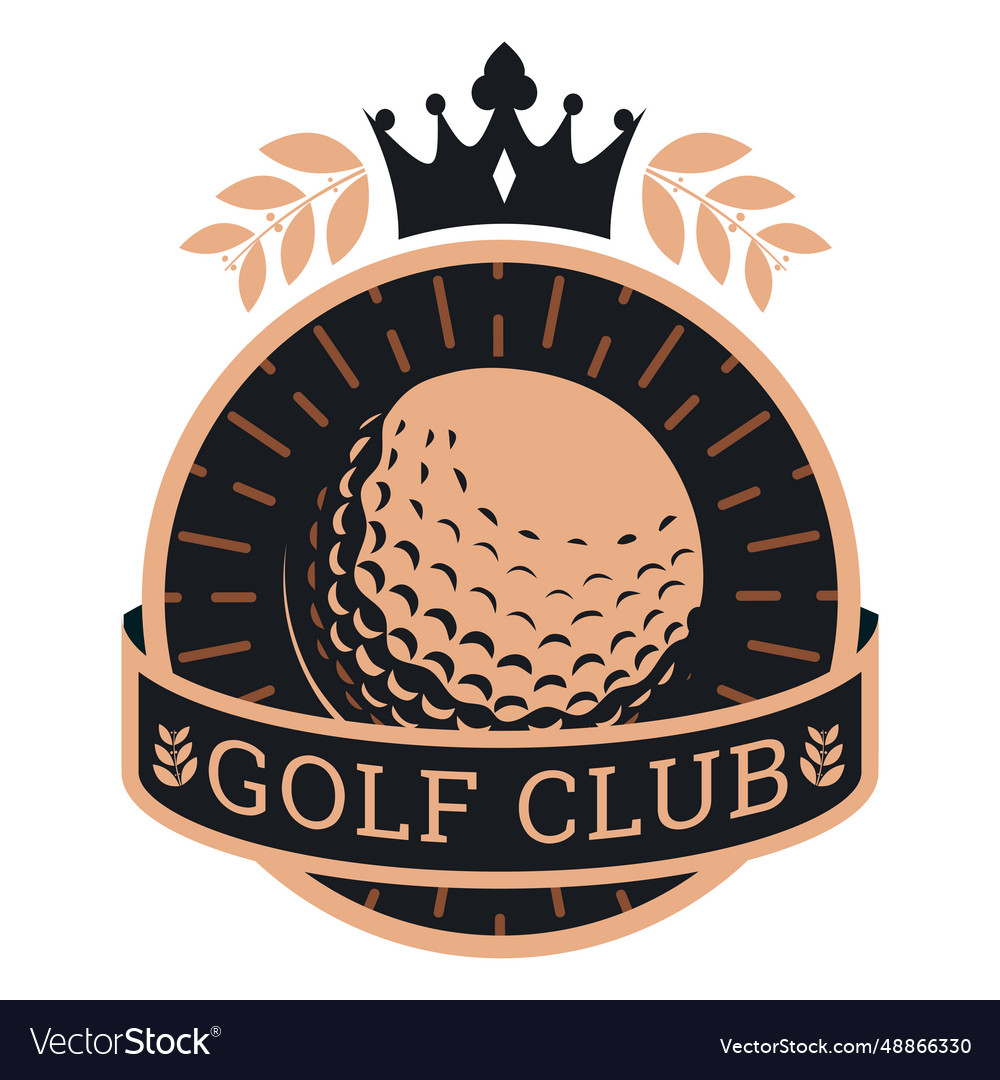 Golf club ball crown branch logo Royalty Free Vector Image