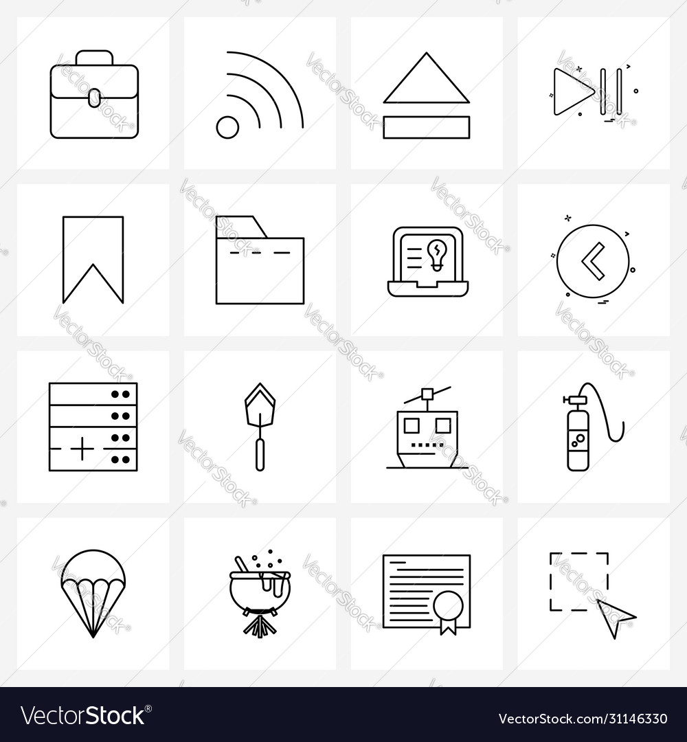Isolated symbols set 16 simple line icons