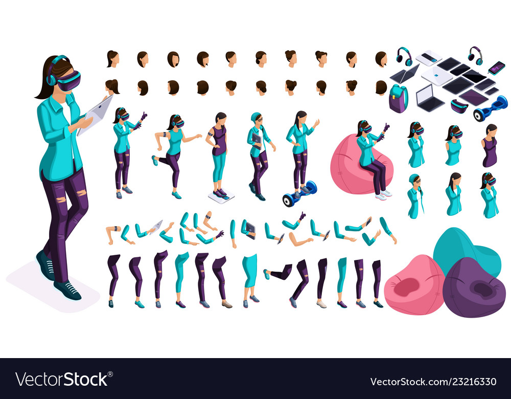 Isometric Teenager Character Set