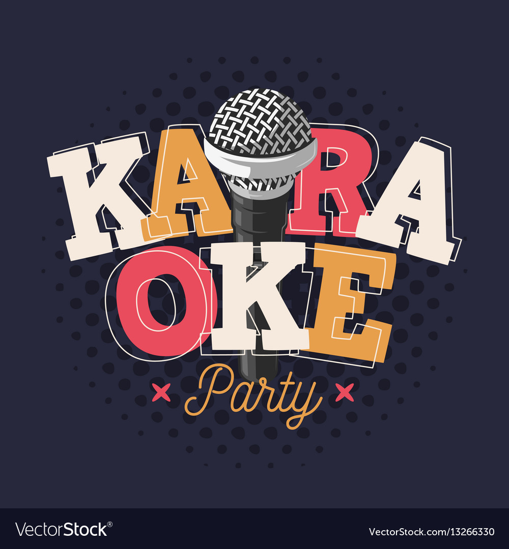 Karaoke label sign design with microphone Vector Image