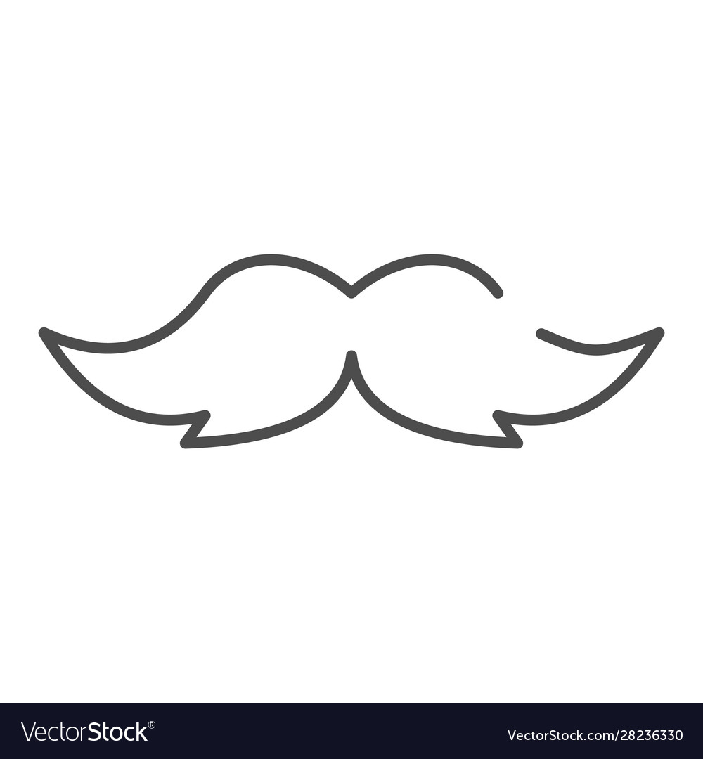Mustache Thin Line Icon Male Facial Hair Vector Image
