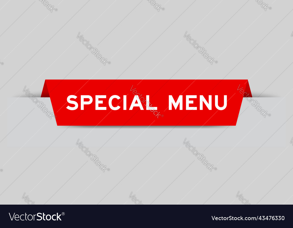 Red color inserted label with word special menu