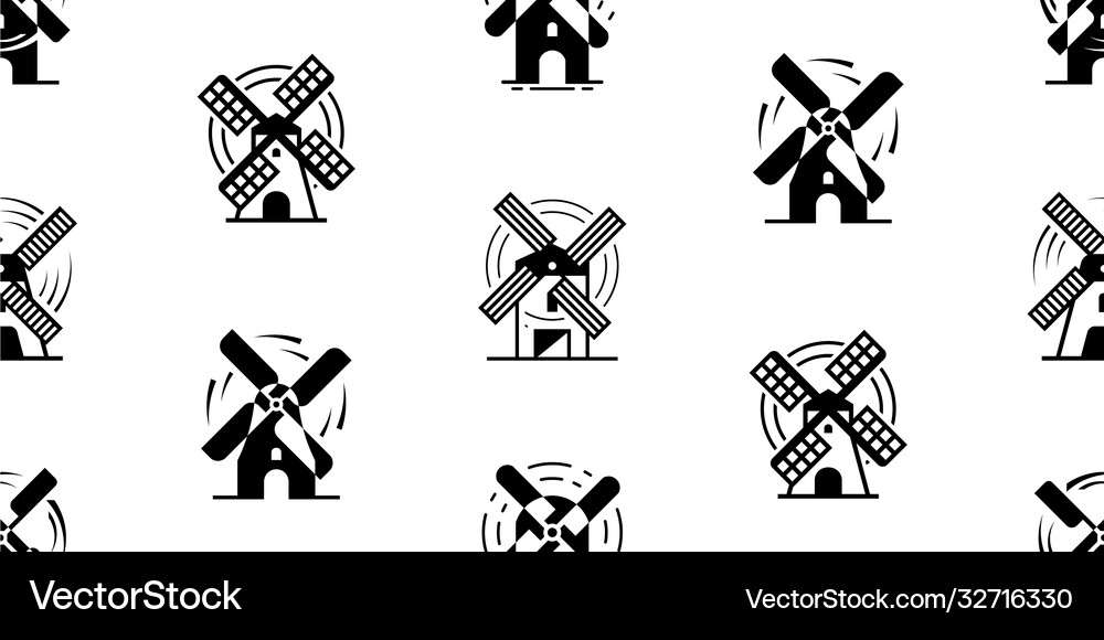 Seamless pattern with windmill Royalty Free Vector Image