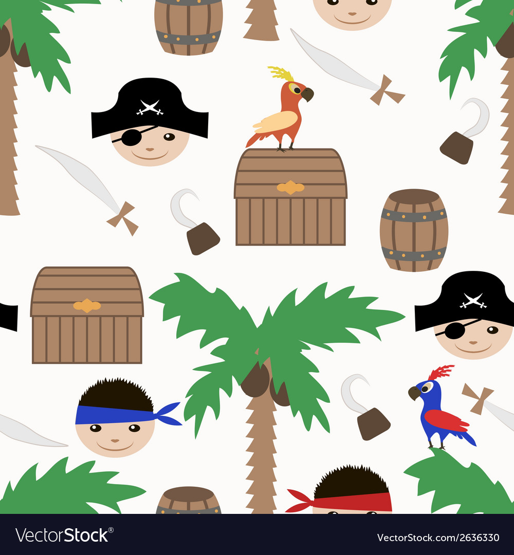 Seamless pirate colorful kids retro pattern