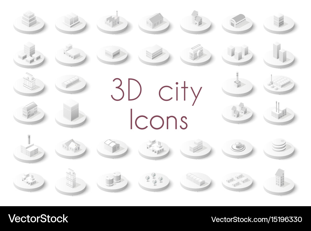 Set isometric city Royalty Free Vector Image - VectorStock