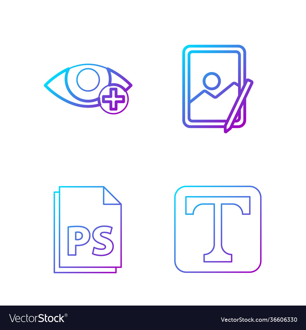 Set line text ps file document red eye effect Vector Image Set line text ps file document red eye effect