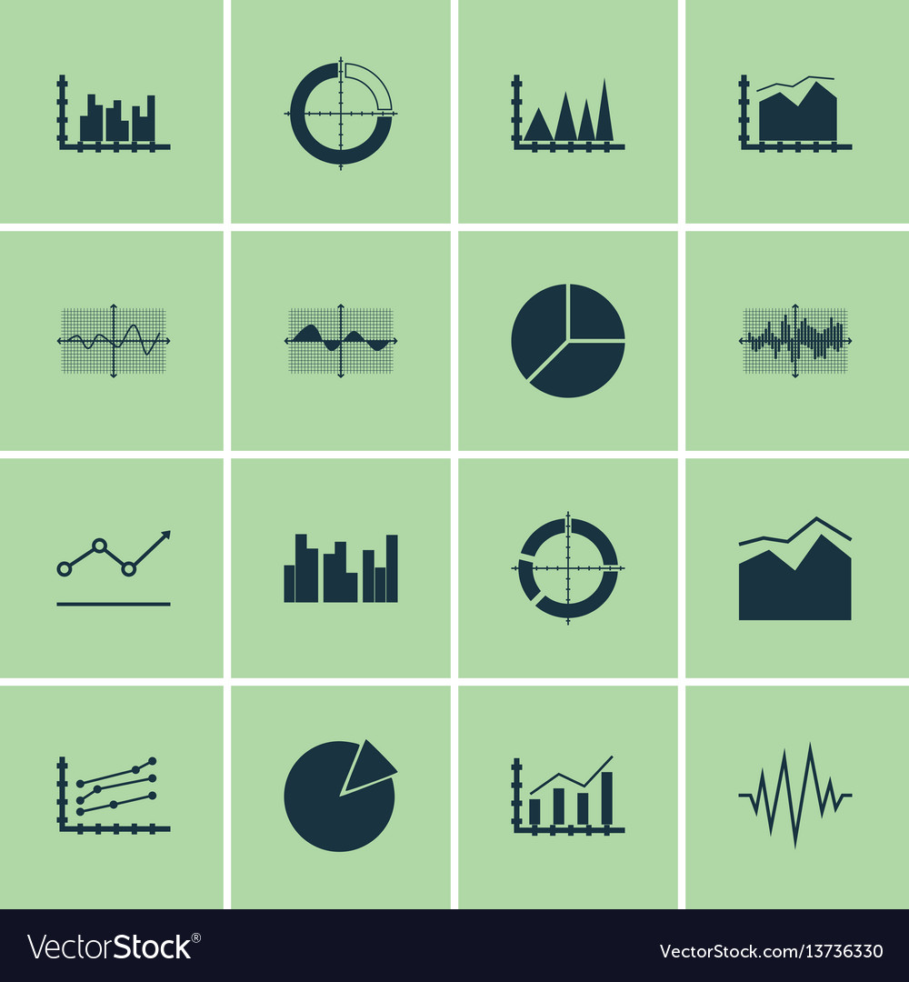 Set of graphs diagrams and statistics icons vector image Set of graphs diagrams and statistics icons