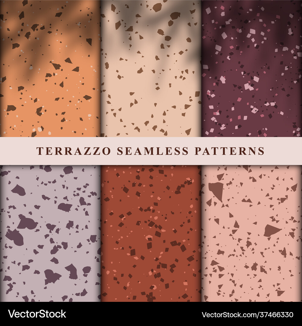 Set terrazzo seamless patterns Royalty Free Vector Image