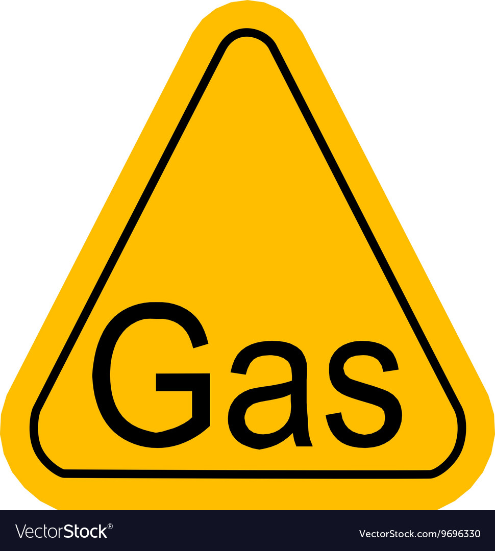 Warning icon of Gas in yellow triangle Royalty Free Vector