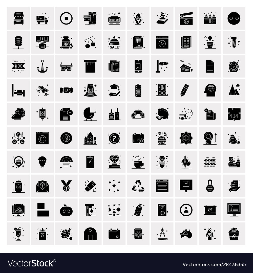 100 solid business icons for web and print