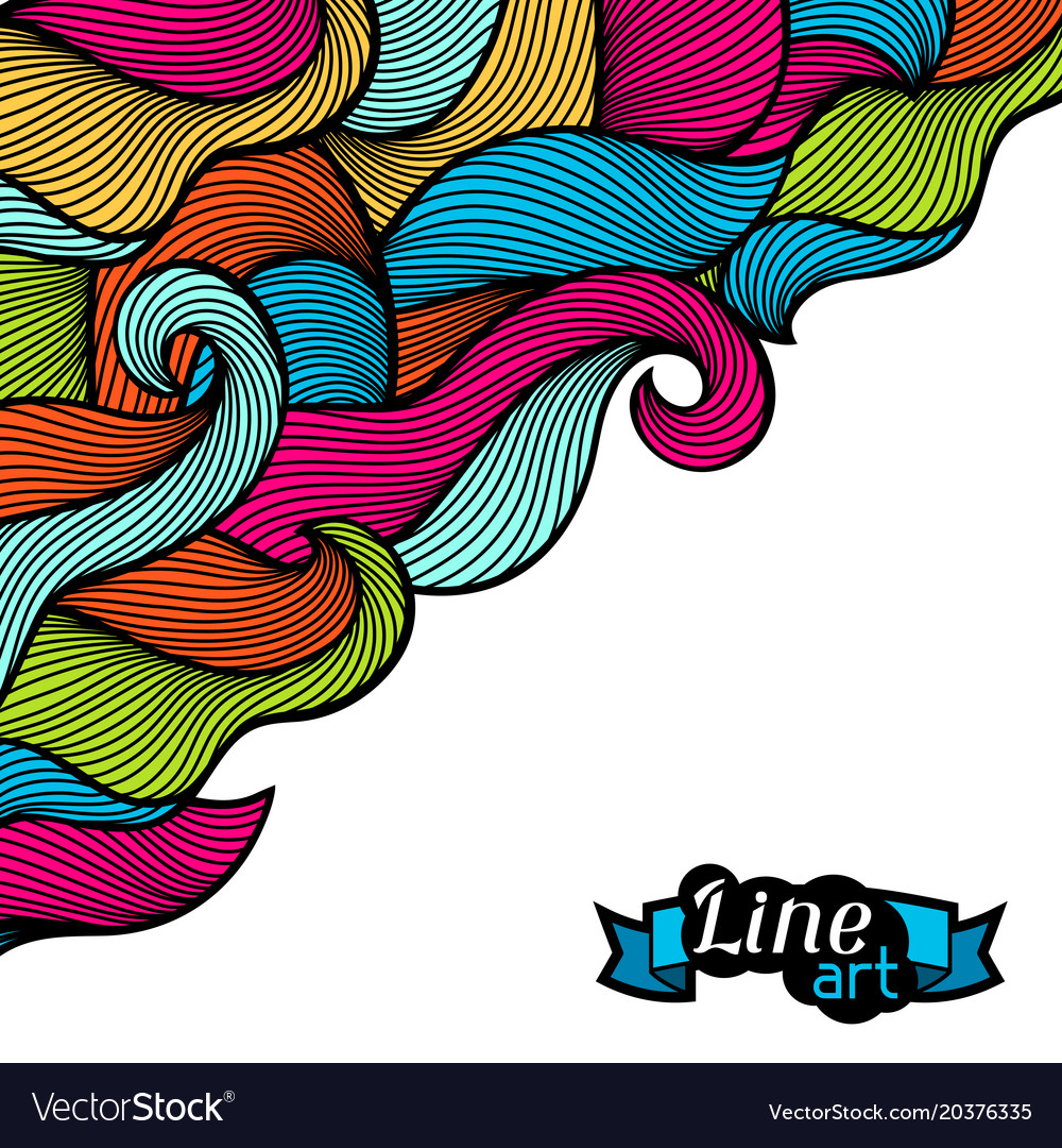 Background with curls and waves abstract outline