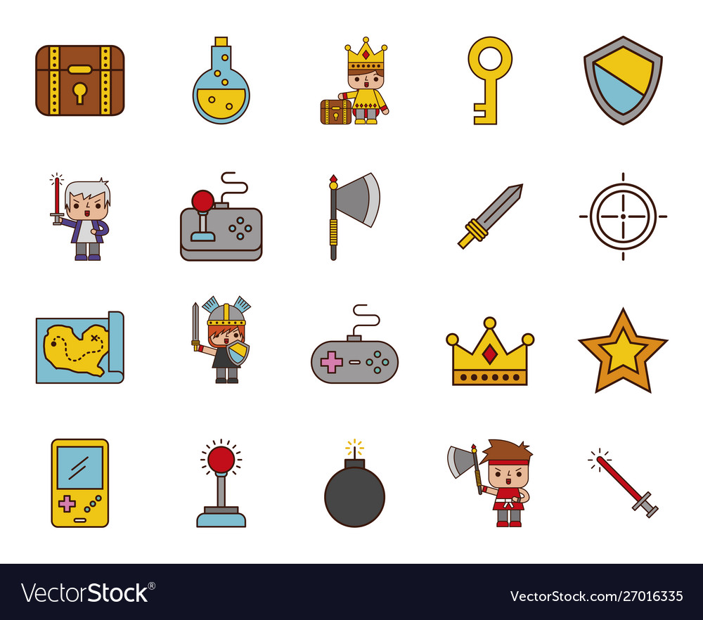 Bundle adventure video game icons