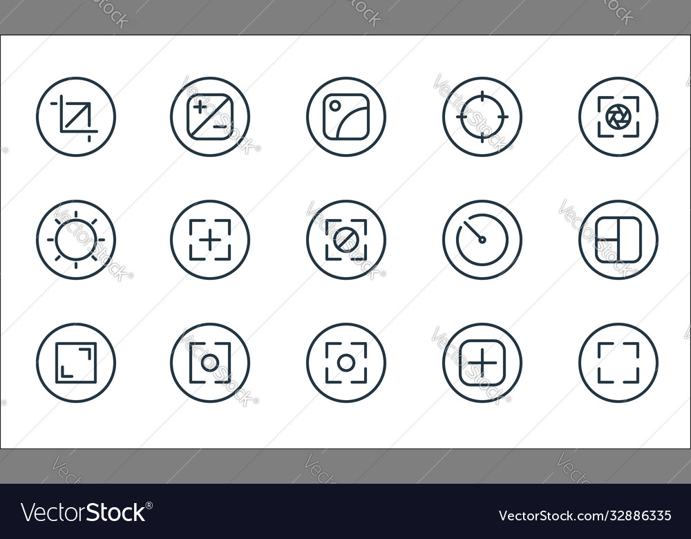 Camera line icons linear set quality