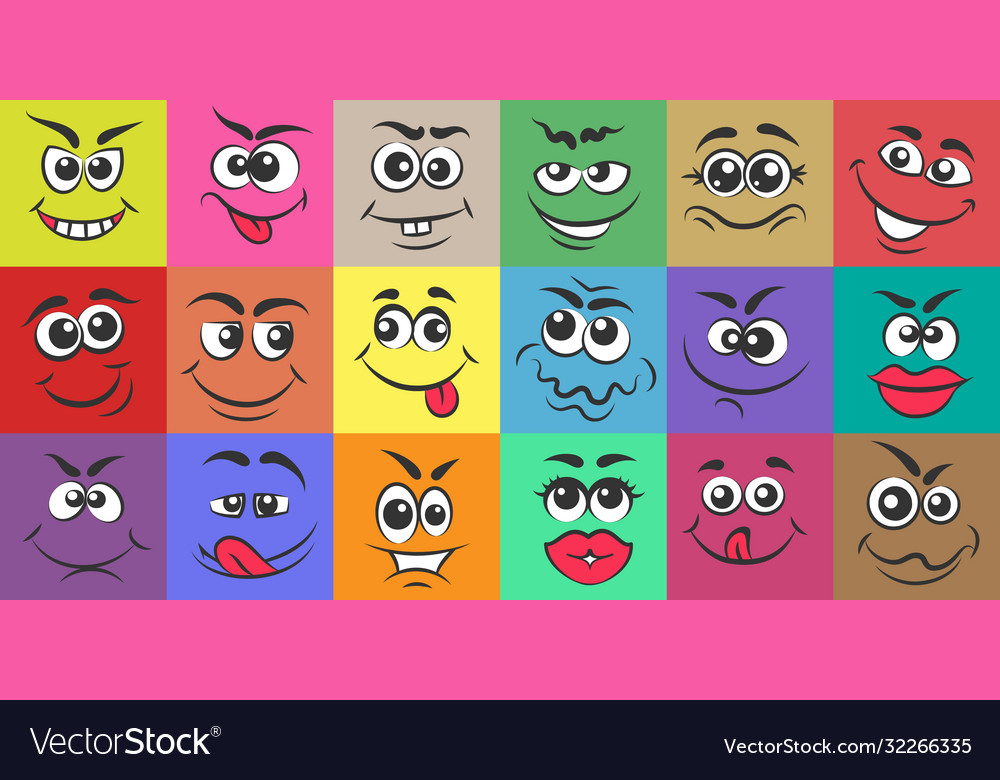 Cartoon doodle face expressions Royalty Free Vector Image