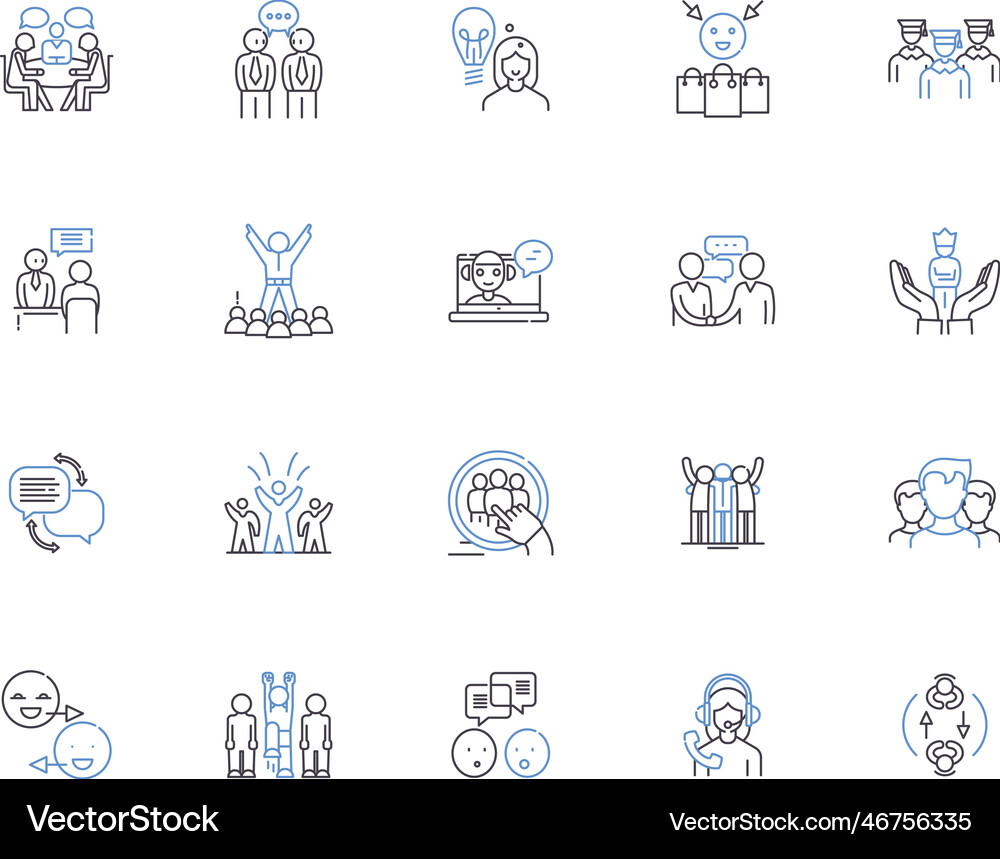 Coaching outline icons collection mentoring Vector Image