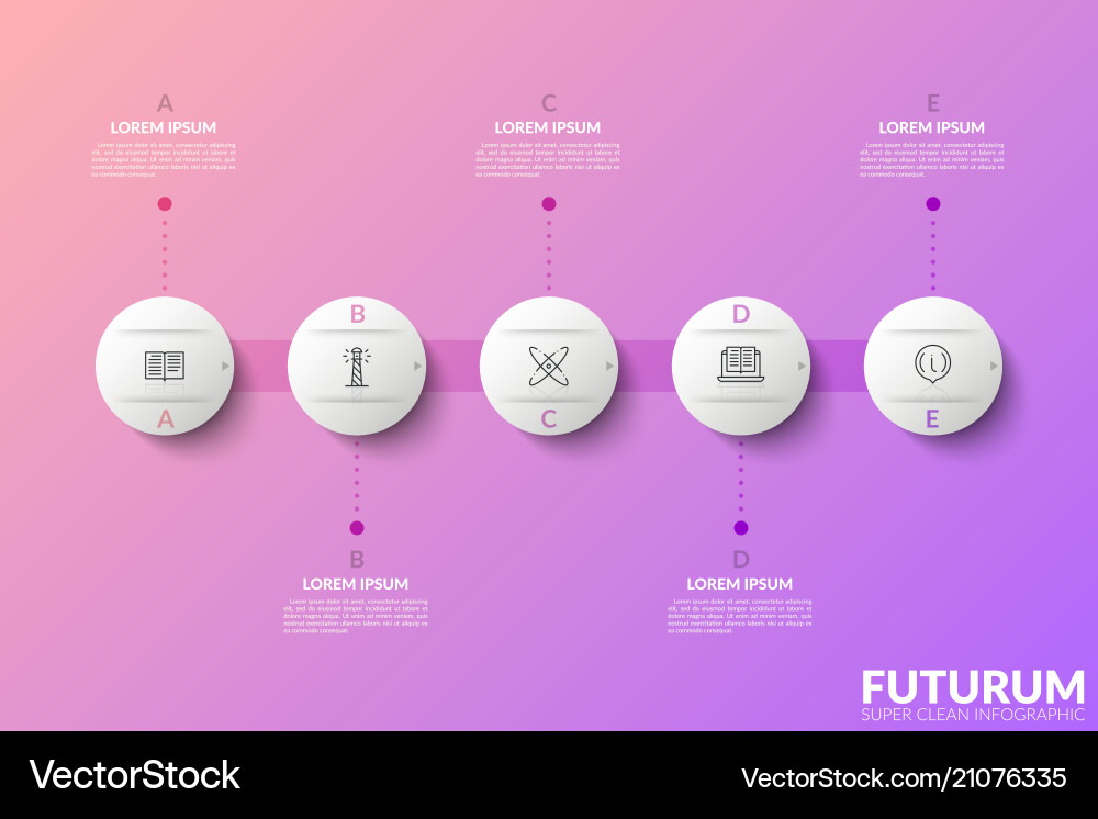 Five white round elements with linear icons Vector Image