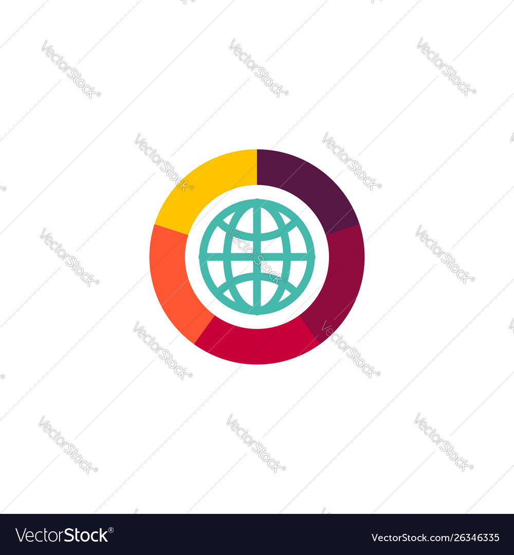 Flat web icon logo globe with shutter camera