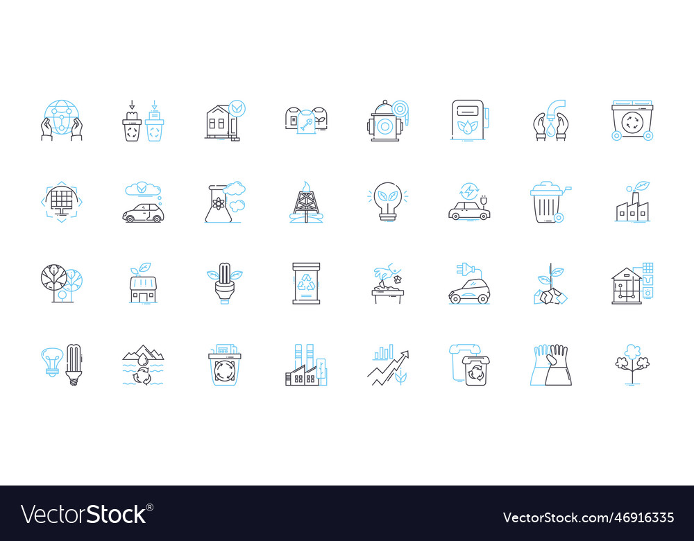 Green sustainability linear icons set eco Vector Image