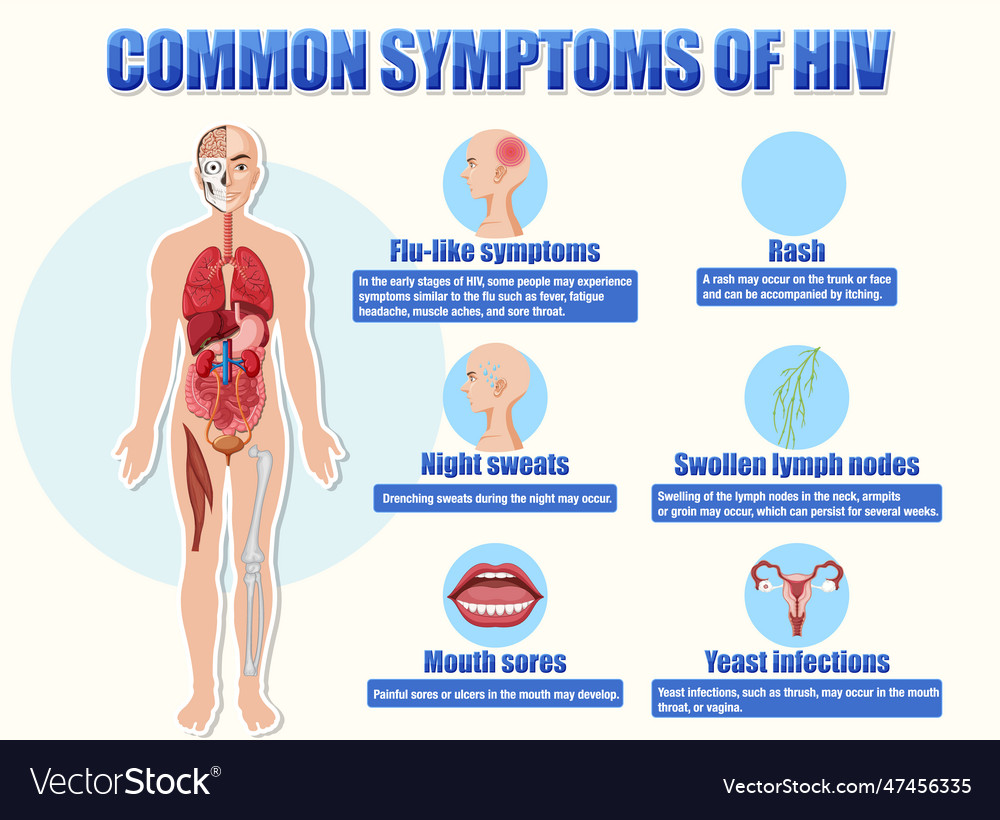 Informative poster of common symptoms of hiv Vector Image