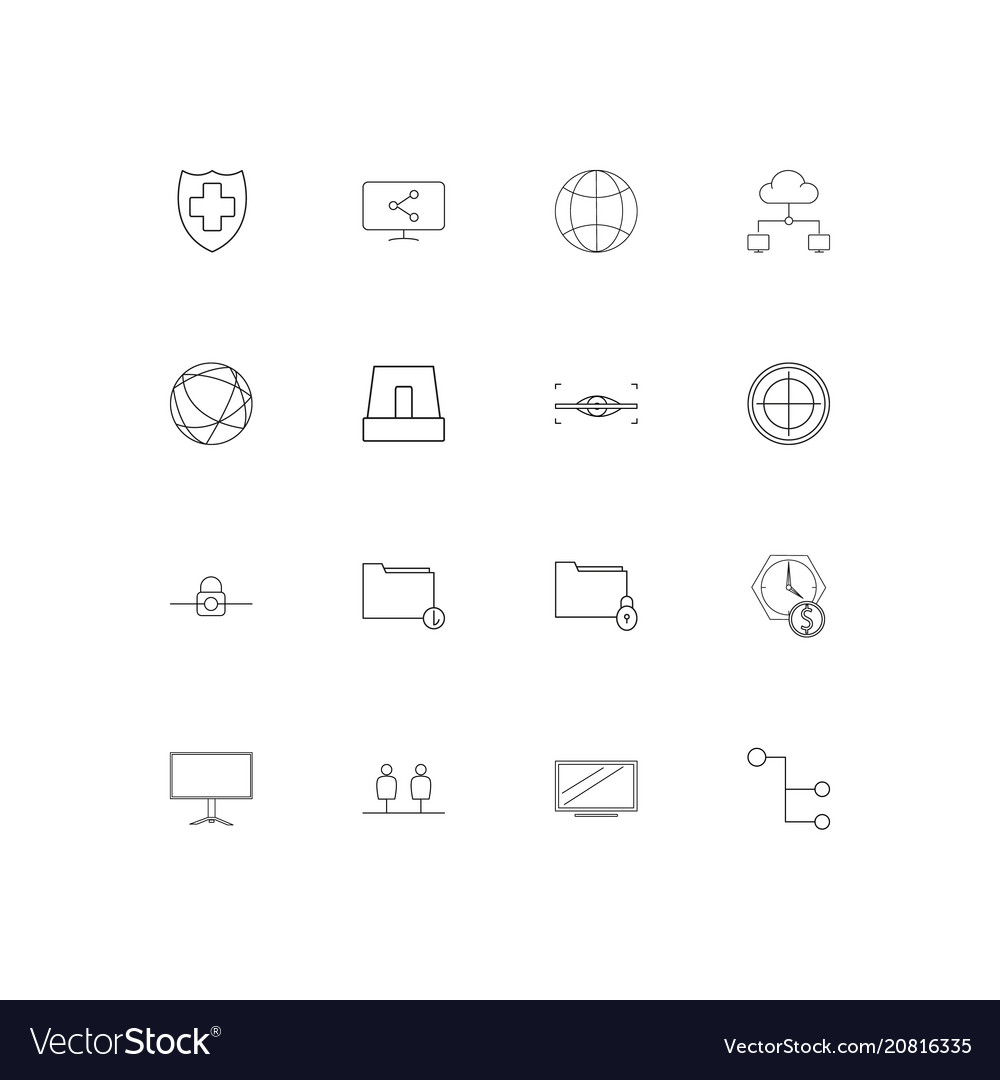 Internet security linear thin icons set outlined