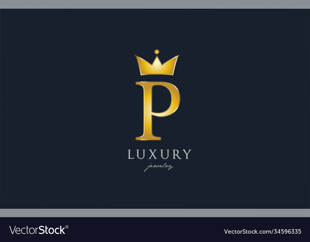 Jewelry gold p alphabet letter logo icon creative Vector Image