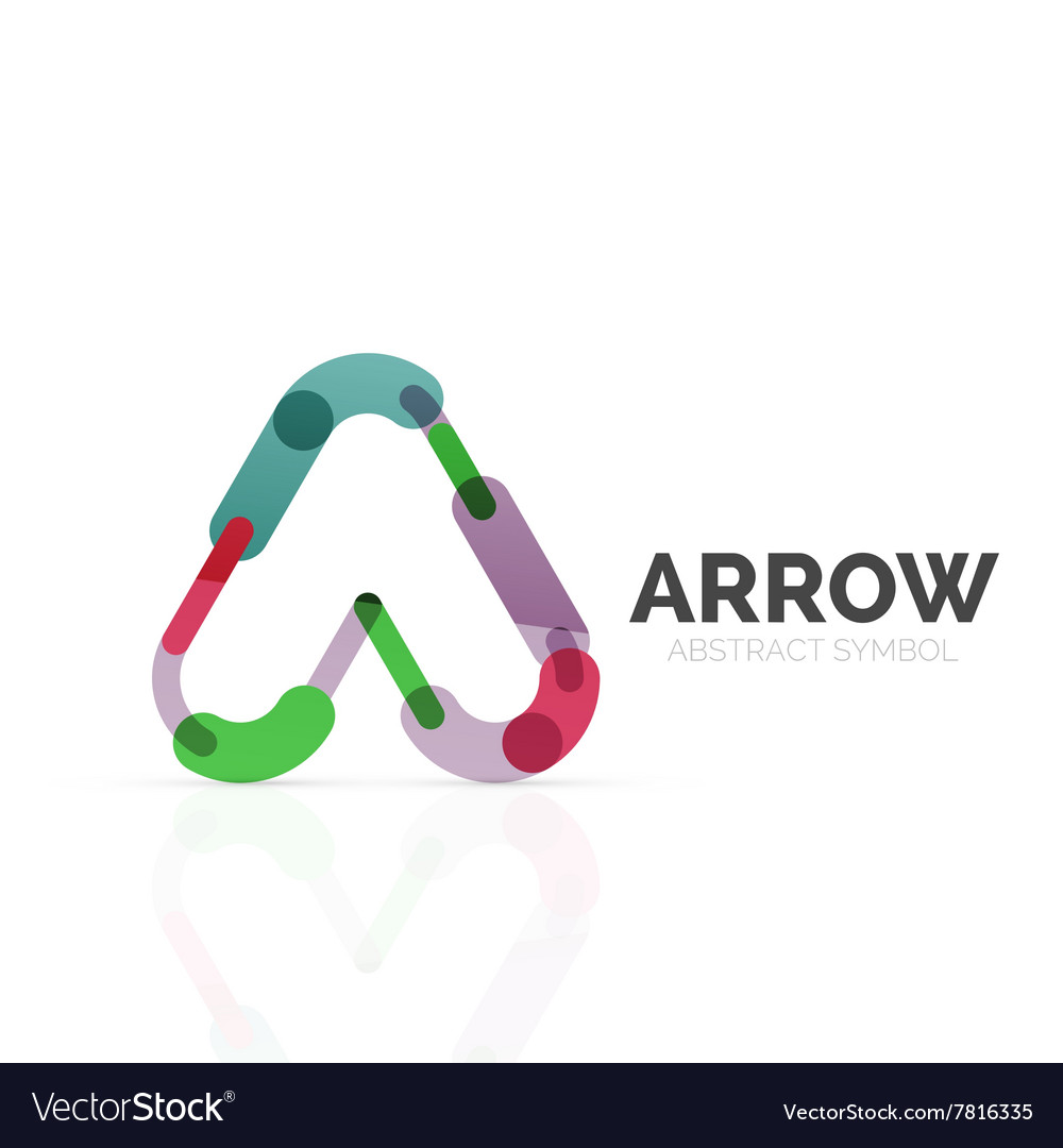Linear arrow abstract logo connected multicolored