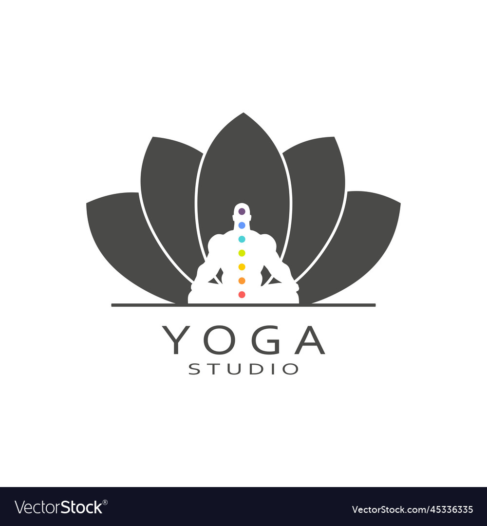 Man With Chakra Points Sitting In Yoga Lotus Pose Vector Image