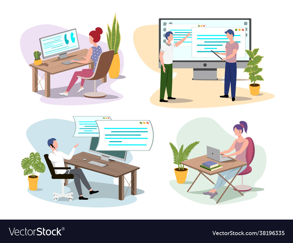 Programmers working Vector Image Programmers working