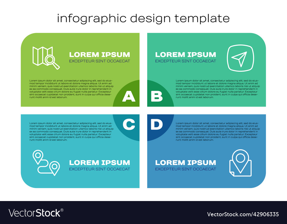 Set line route location search folded map vector image Set line route location search folded map