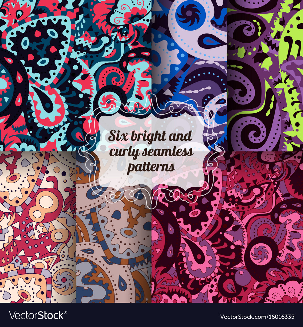 Set of seamless patterns with abstract ornaments