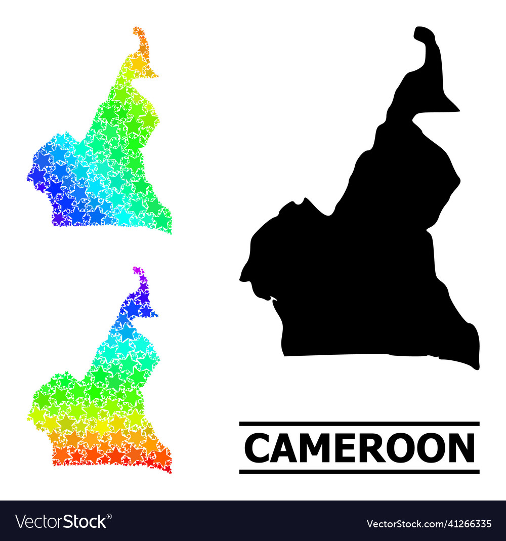 Spectrum gradient star mosaic map of cameroon