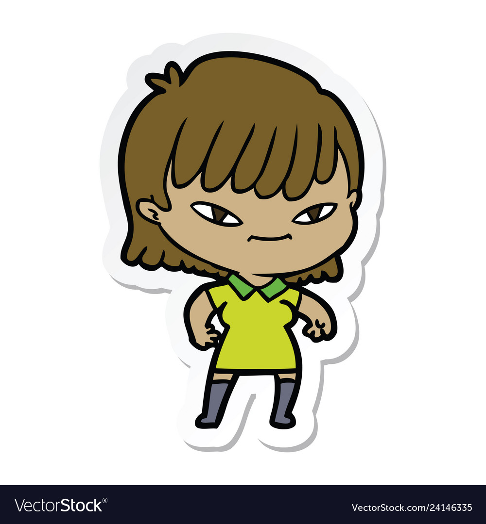 Sticker of a cartoon woman