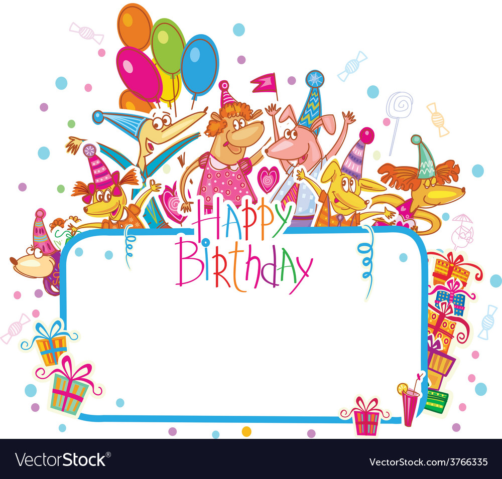 Template For Happy Birthday Card With Place Vector Image