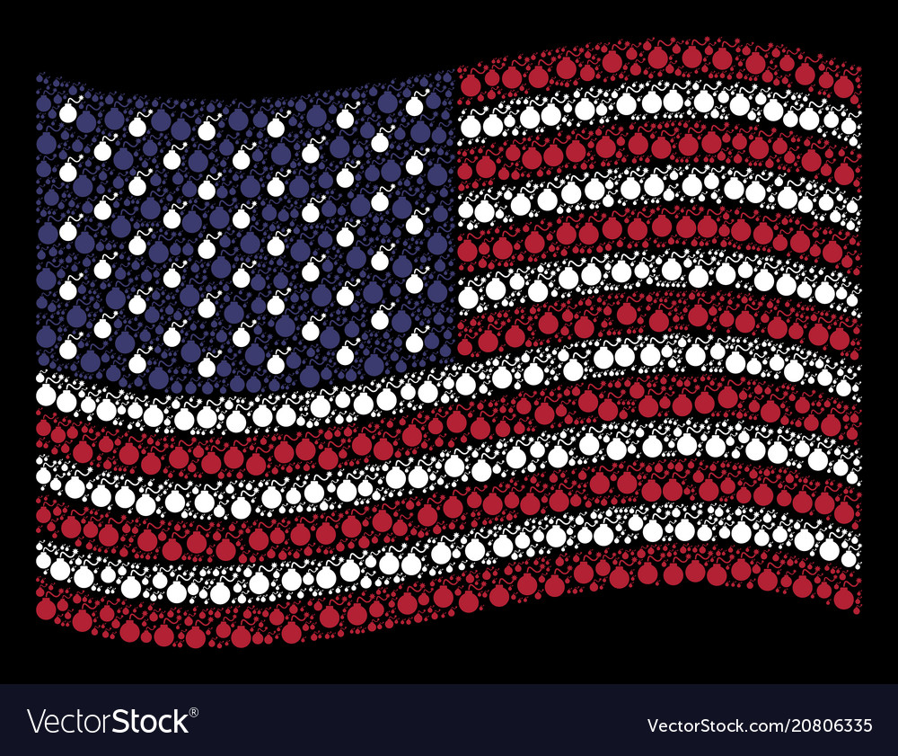 Waving usa flag stylization of bomb icons