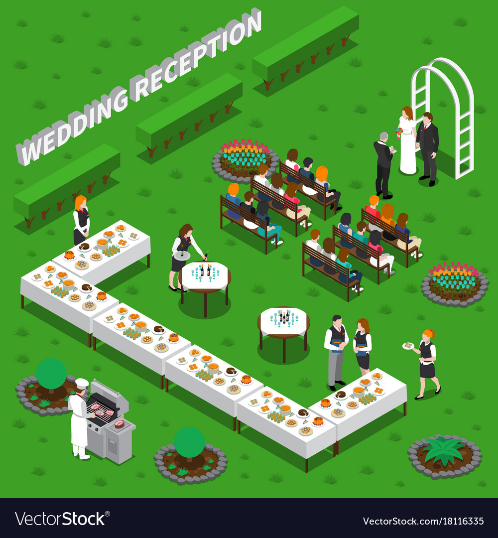 Wedding Reception Isometric Composition Royalty Free Vector