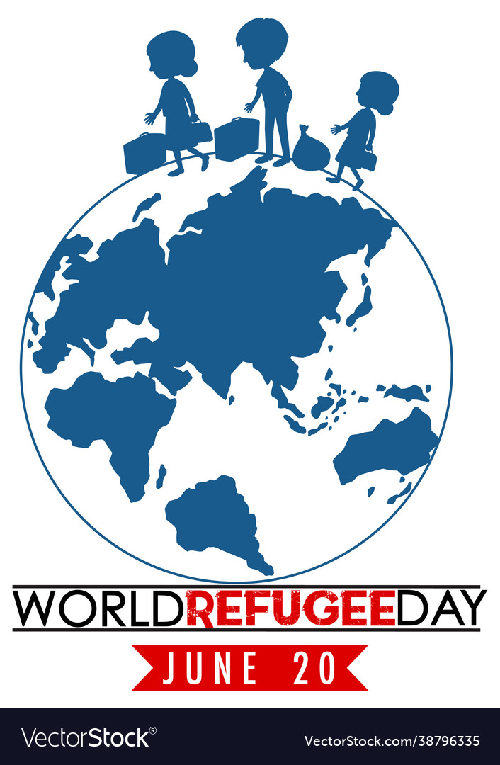 World refugee day banner with globe sign on white