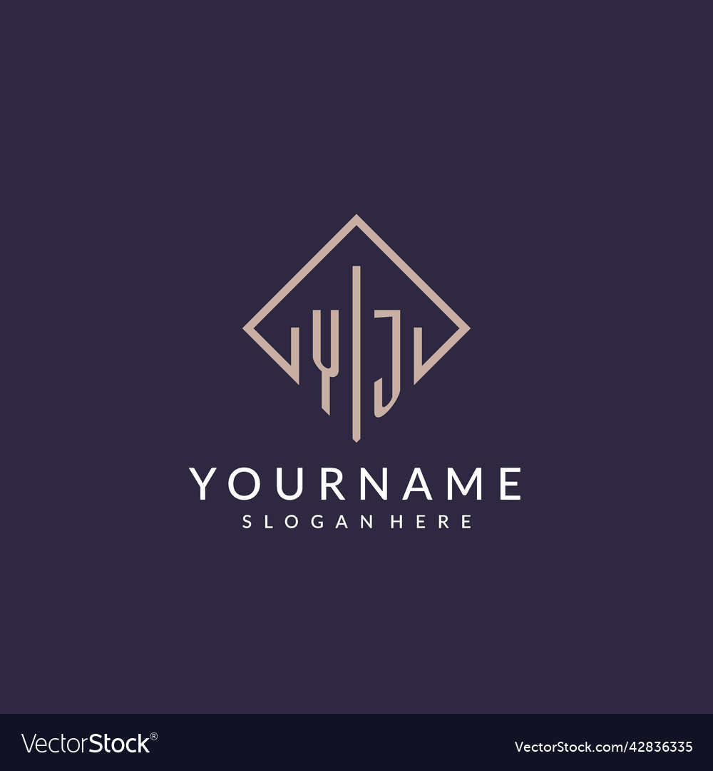 Yj initial monogram logo with rectangle style Vector Image Yj initial monogram logo with rectangle style