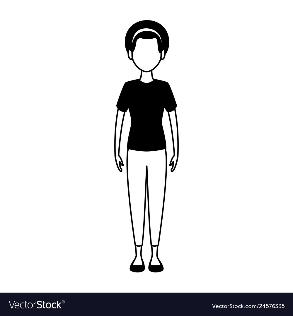 Young woman avatar in black and white Royalty Free Vector