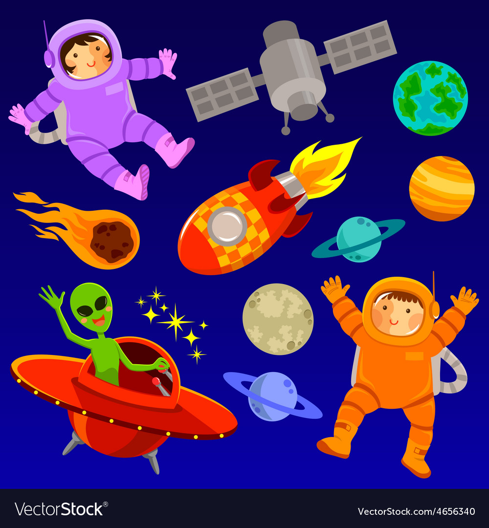 Cartoon Space Characters and Objects