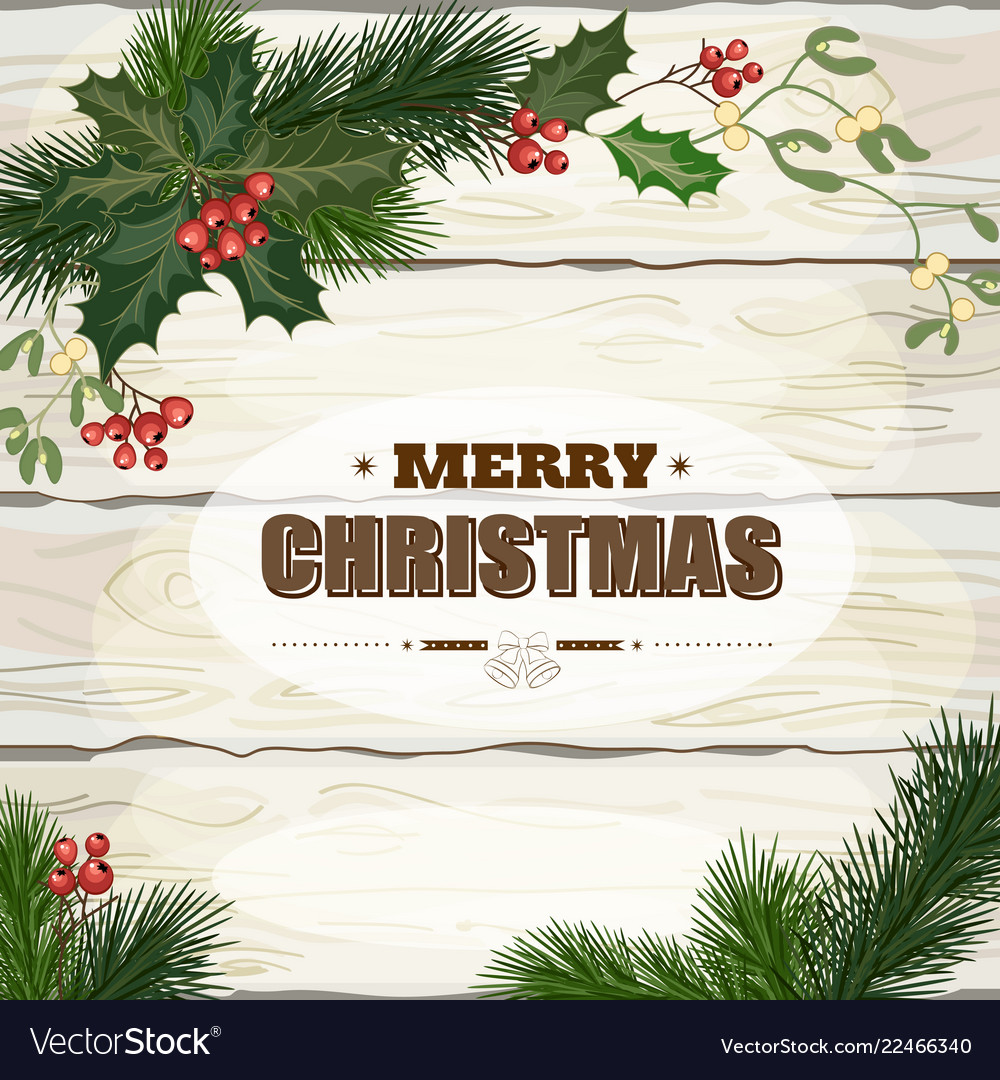 Christmas Wooden Background Royalty Free Vector Image