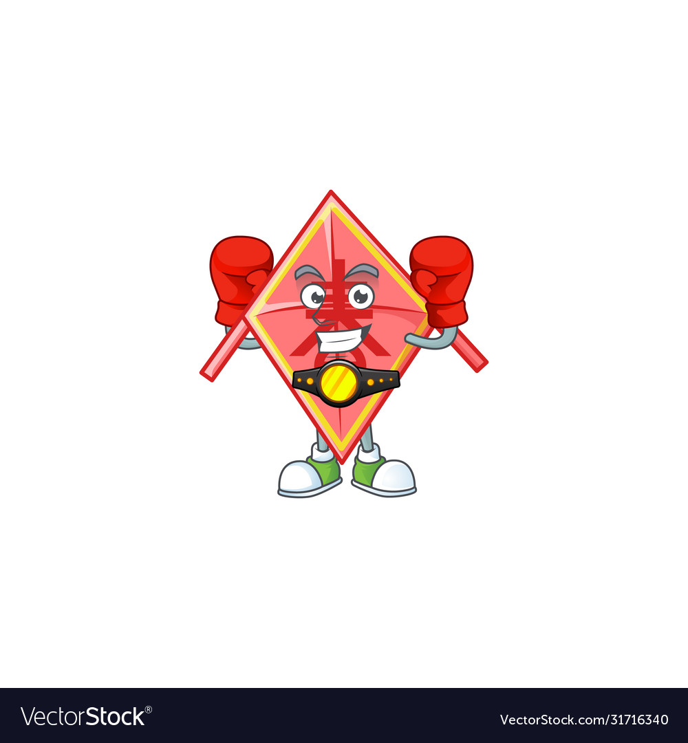 Happy face boxing chinese red kite cartoon design Vector Image Happy face boxing chinese red kite cartoon design Vector Image