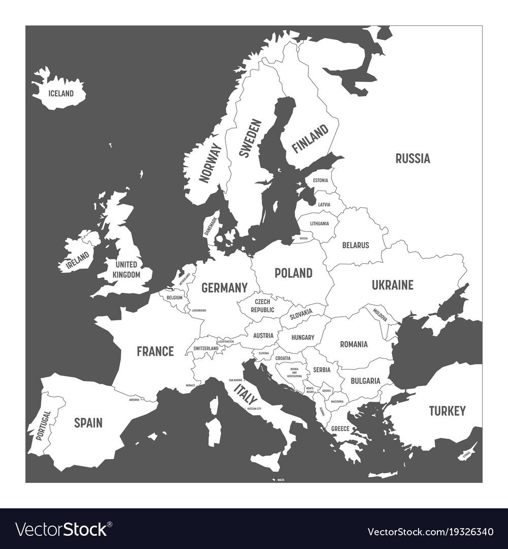 Map of europe with names sovereign countries