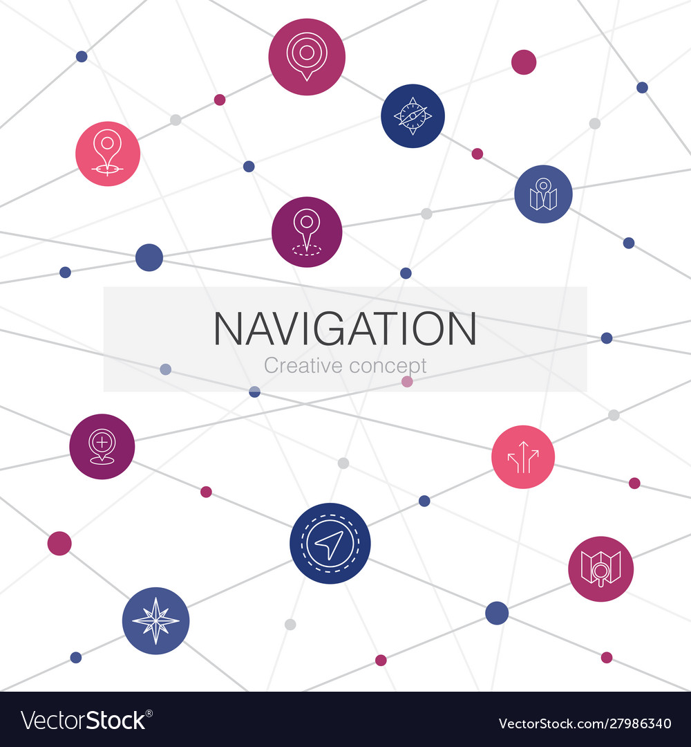 Navigation trendy web template with simple icons
