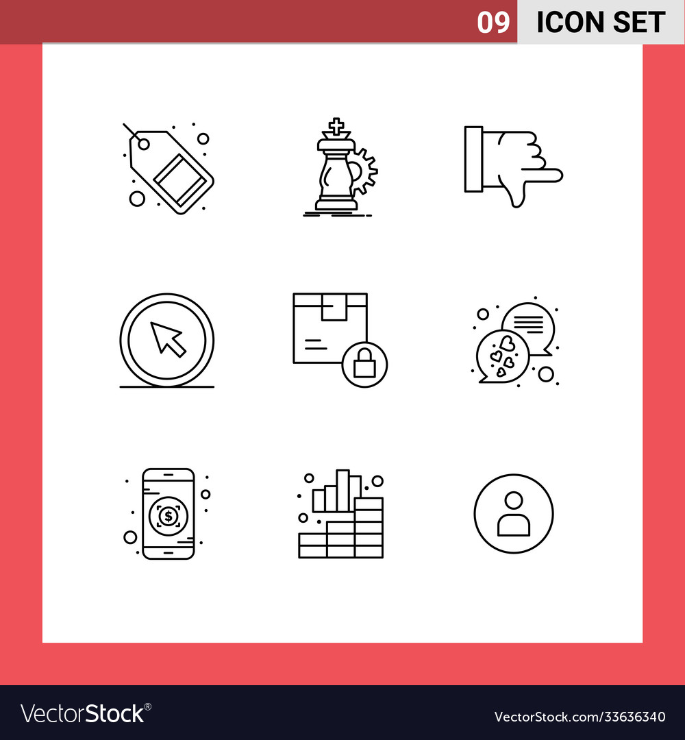Pictograph set 9 simple outlines pointer