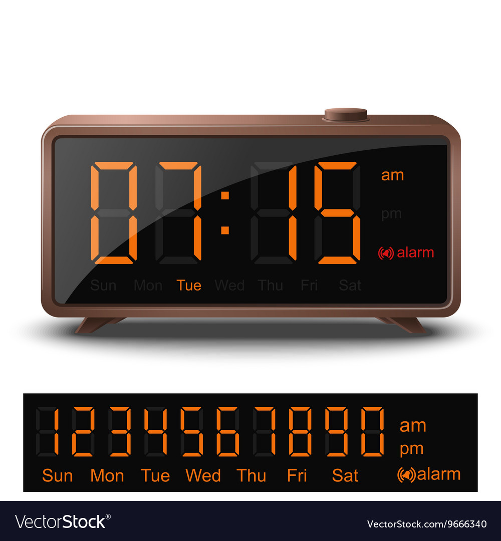 Retro digital alarm clock with orange numbers Vector Image