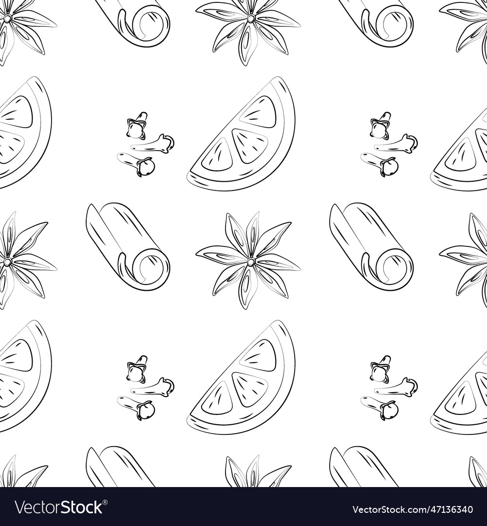 Seamless pattern of outline drawing slice vector image Seamless pattern of outline drawing slice